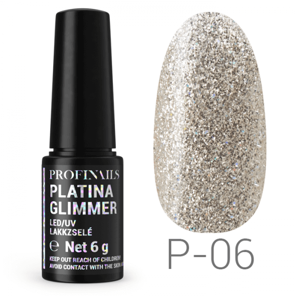 Profinails Platina Glimmer LED/UV lakkzselé 6g No. P-06