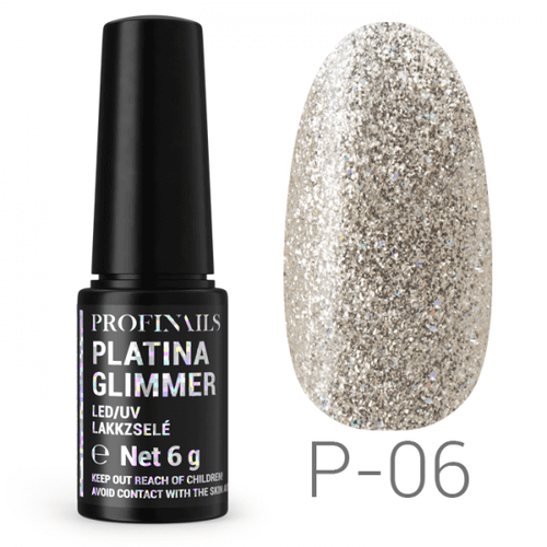 Profinails Platina Glimmer LED/UV lakkzselé 6g No. P-06