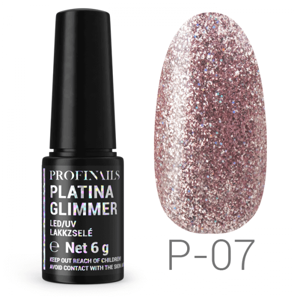 Profinails Platina Glimmer LED/UV lakkzselé 6g No. P-07