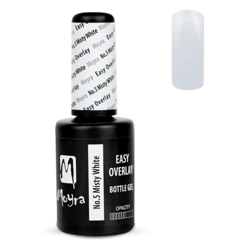 Moyra UV Easy overlay ecsetes építő zselé 10ml No.5 Misty White