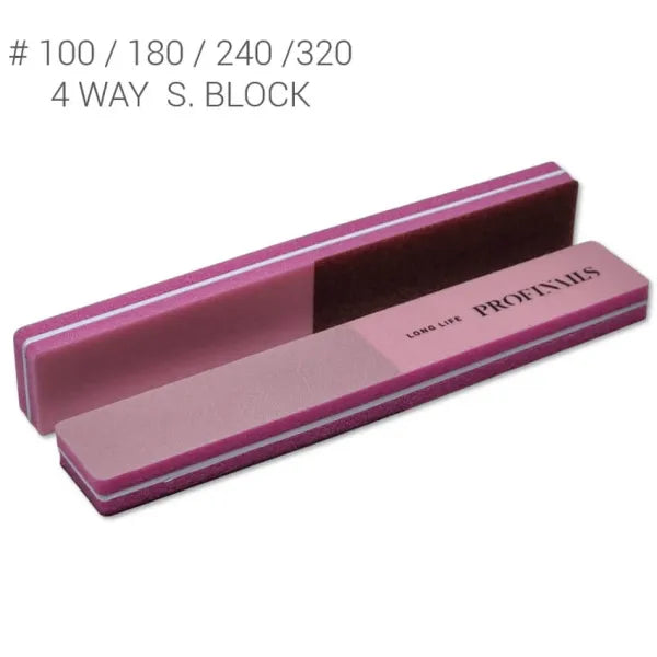 Profinails Körömreszelő Széles Buffer 4 way Pink/Garnet/Grey #100/180/240/320