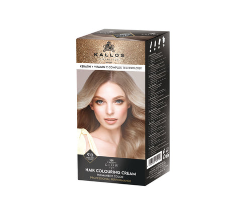 Kallos GLOW Tartós Krémhajfesték 910 Világos Hamvasszőke 60 ml
