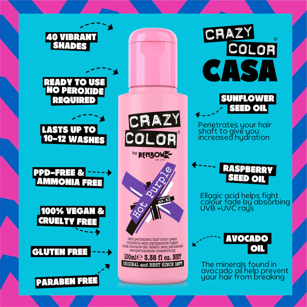 Crazy color 100 ml / 62 Hot Purple