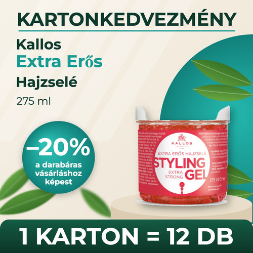 Kallos Extra Erős Hajzselé 275 ml – KARTON (12 db)