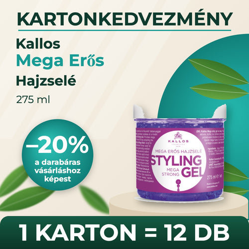 Kallos Mega Erős Hajzselé 275 ml – KARTON (12 db)