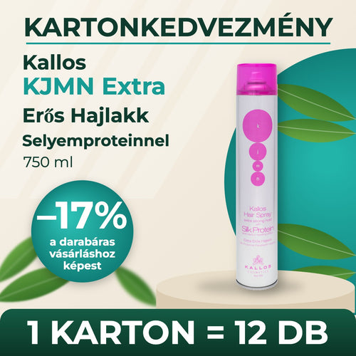 Kallos KJMN Extra Erős Hajlakk Selyemproteinnel 750 ml – KARTON (12 db)
