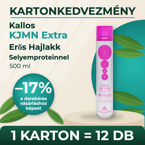 Kallos KJMN Extra Erős Hajlakk Selyemproteinnel 500 ml – KARTON (12 db)