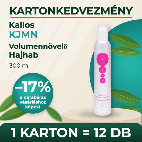 Kallos KJMN Volumennövelő Hajhab 300 ml – KARTON (12 db)