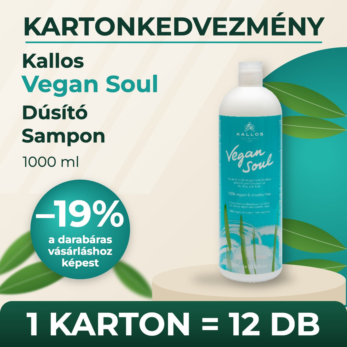 Kallos Vegan Soul Dúsító Sampon 1000 ml – KARTON (12 db)