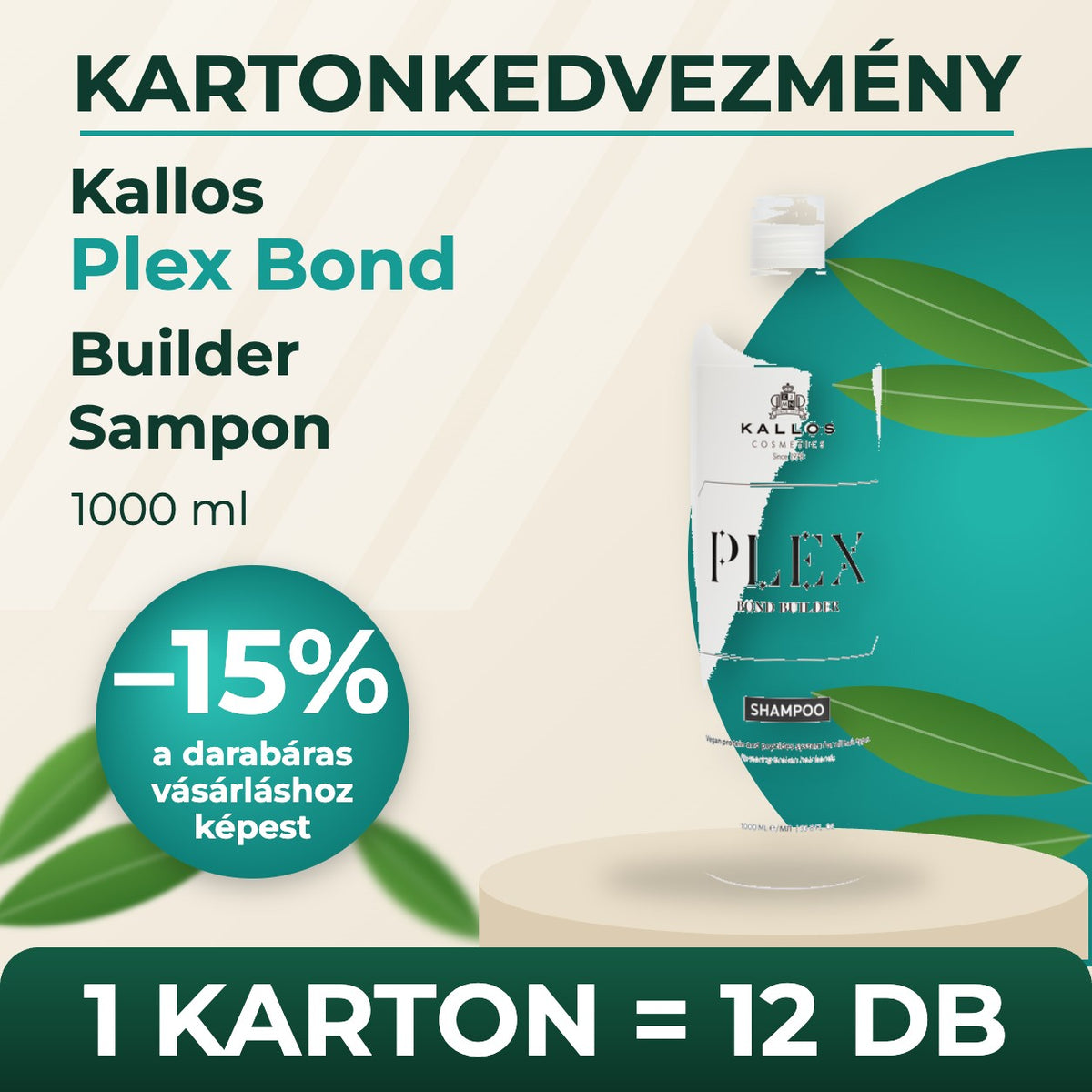 Kallos Plex Bond Builder Sampon 1000 ml – KARTON (12 db)