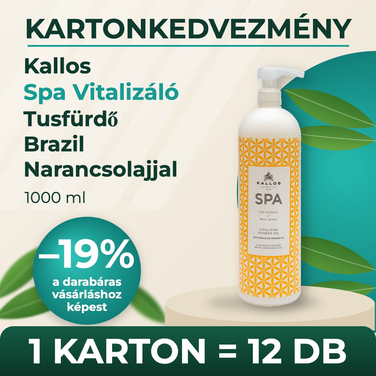Kallos Spa Vitalizáló Tusfürdő Brazil Narancsolajjal 1000 ml – KARTON (12 db)