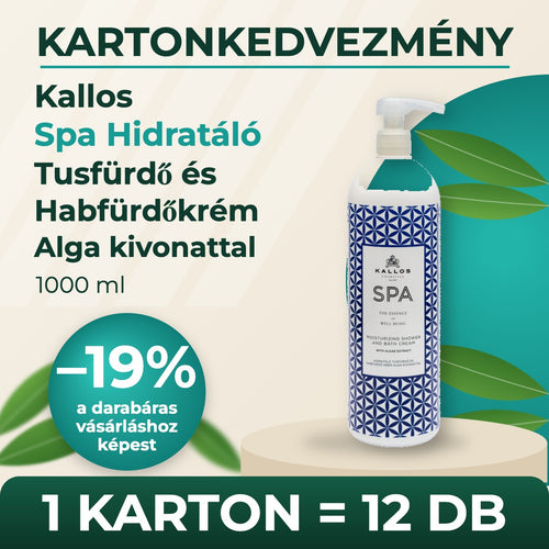 Kallos Spa Hidratáló Tusfürdő és Habfürdőkrém Alga kivonattal 1000 ml – KARTON (12 db)