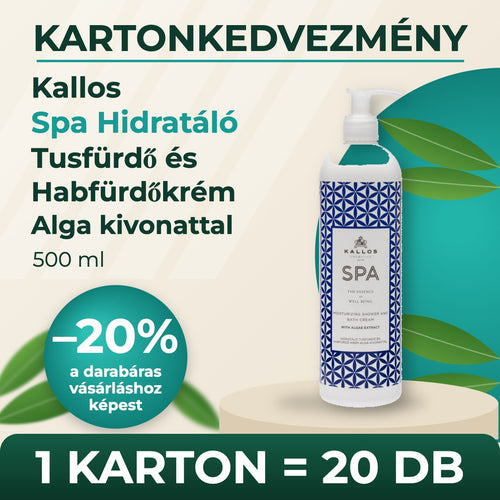 Kallos Spa Hidratáló Tusfürdő és Habfürdőkrém Alga kivonattal 500 ml – KARTON (20 db)