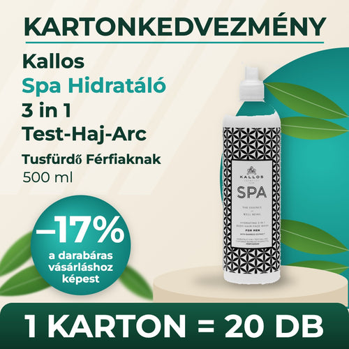 Kallos Spa Hidratáló 3 in 1 Test-Haj-Arc Tusfürdő Férfiaknak 500 ml – KARTON (20 db)